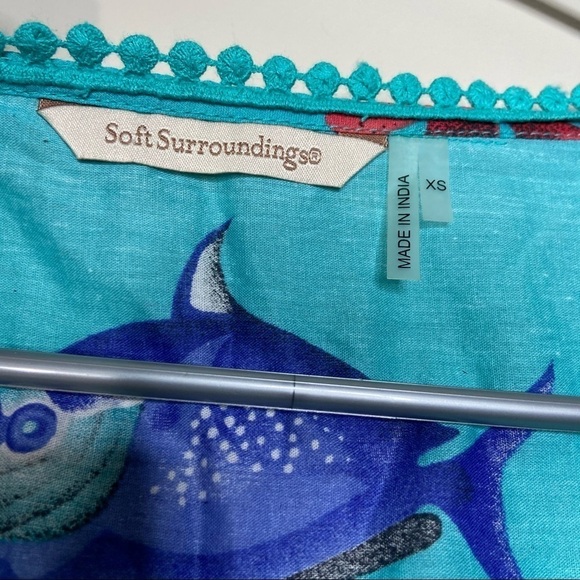 Soft Surroundings Seychelles Fish Print Tunic Dress in Aqua Size XS - Picture 4 of 8